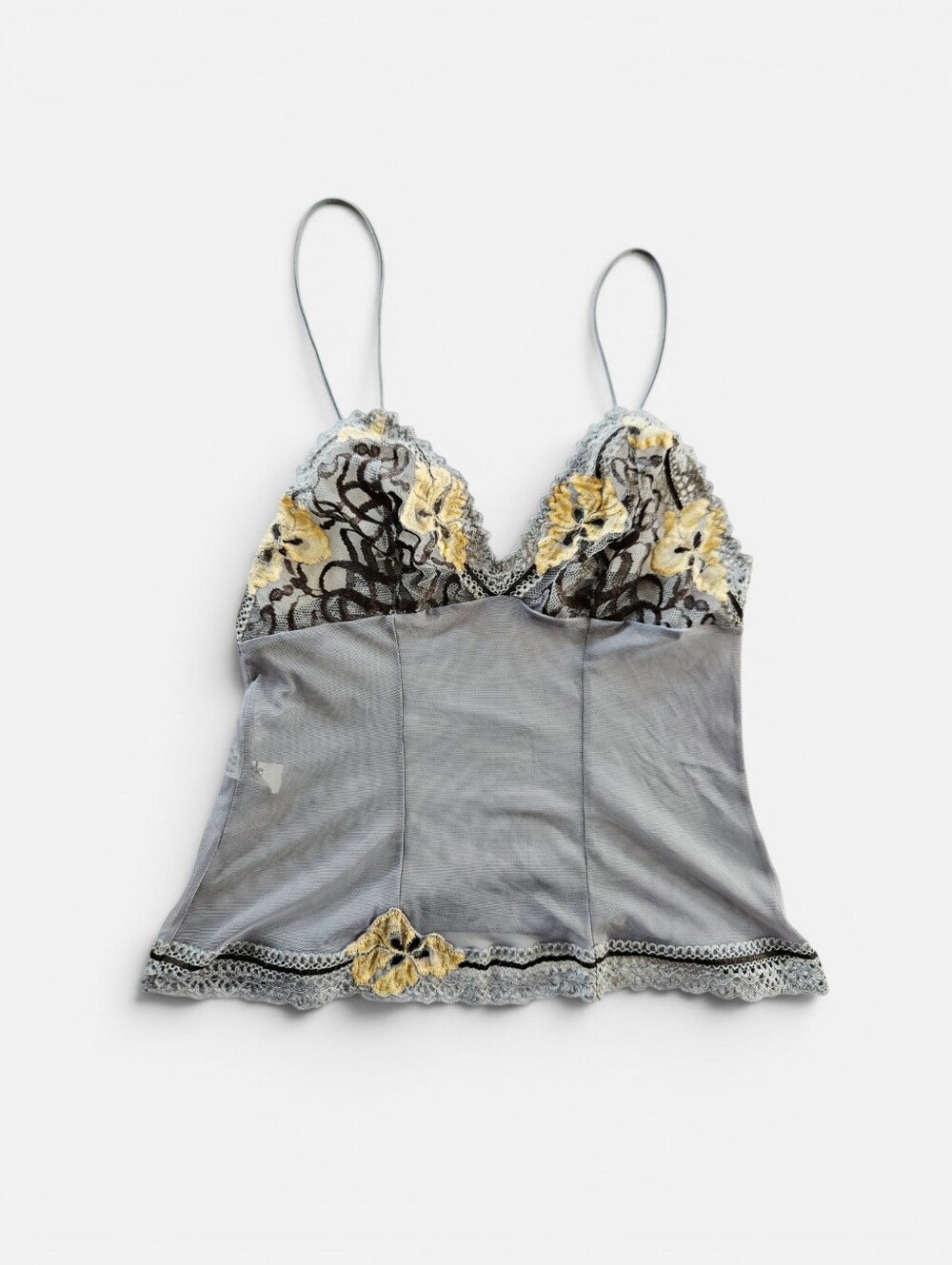 Vintage Aubade Chantilly Lace Floral Embroidered Sheer V-Neck Camisole Tank M